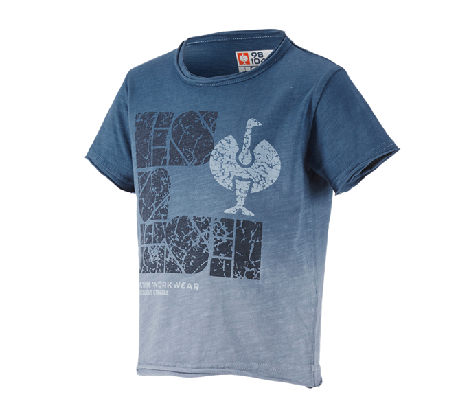 Hoofdaanzicht, Bovenkleding, e.s. T-Shirt denim workwear, kinderen, antiek blauw vintage