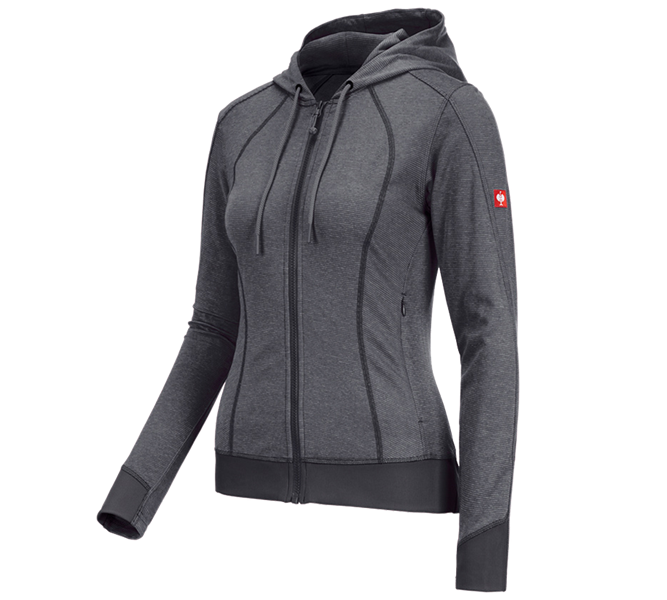 Hoofdaanzicht, Sweats | Hoodies, e.s. Functioneel capuchonjack stripe, dames, antraciet