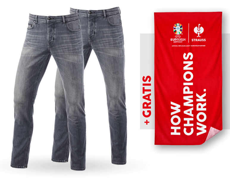 SET: 2x e.s. 5-pocket-stretch-jeans,slim+handdoek