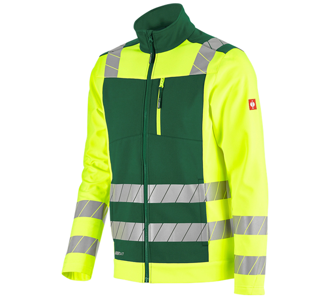 Hoofdaanzicht, Kleding, Veiligheids-softshell-jack e.s.motion 24/7, groen/signaalgeel