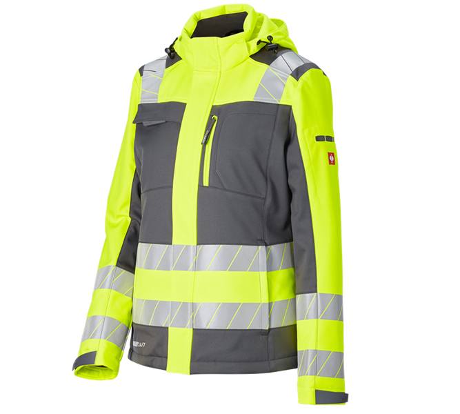 Hoofdaanzicht, Kleding, Veiligh. winter-softshelljack e.s.motion 24/7,dam., antraciet/signaalgeel