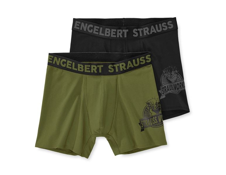 Hoofdaanzicht, Ondergoed | Thermokleding, Longleg boxers e.s.iconic, per 2 verpakt, berggroen+zwart