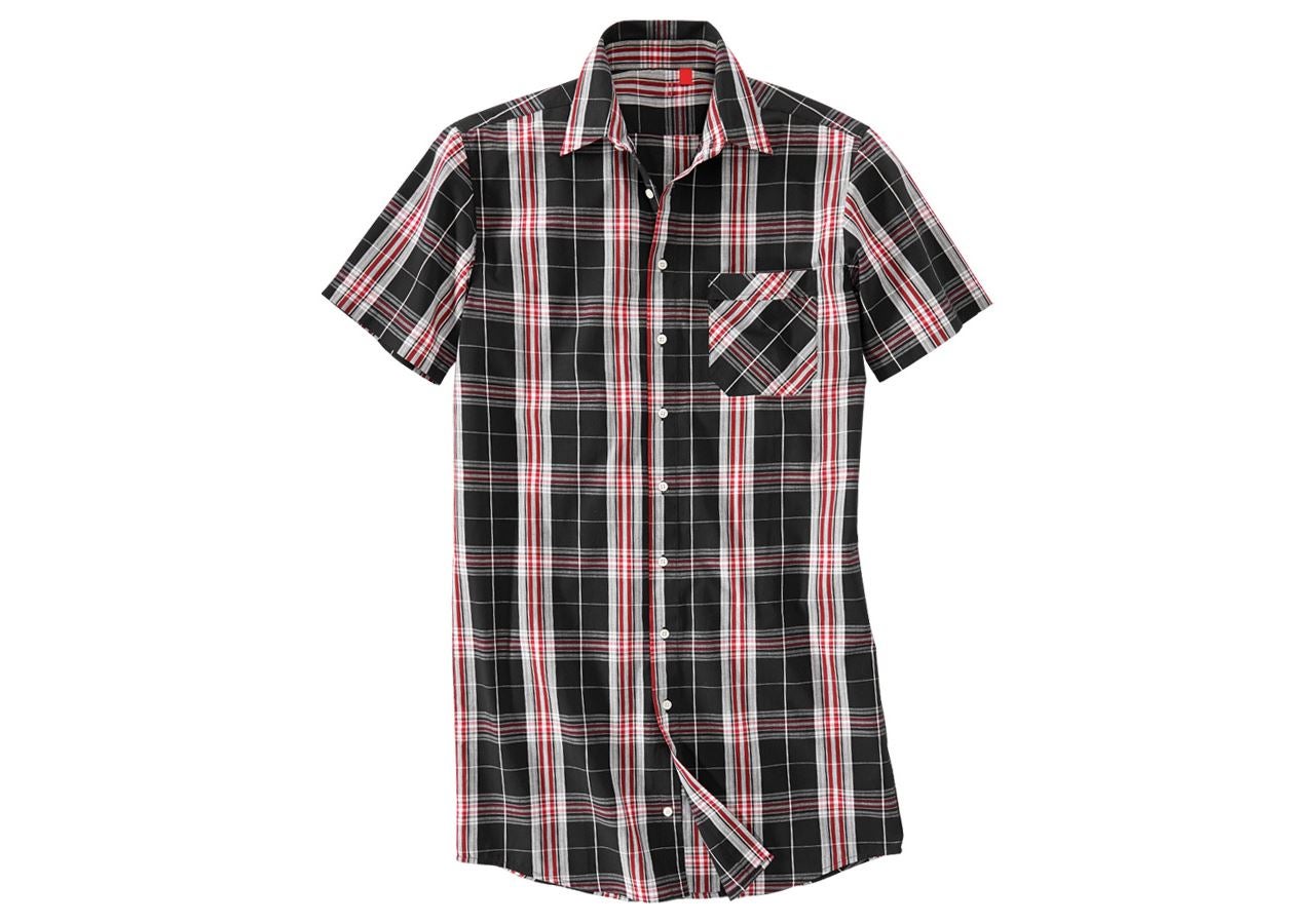 Bovenkleding: Overhemd, korte mouw Lübeck, extra lang + zwart/rood/wit