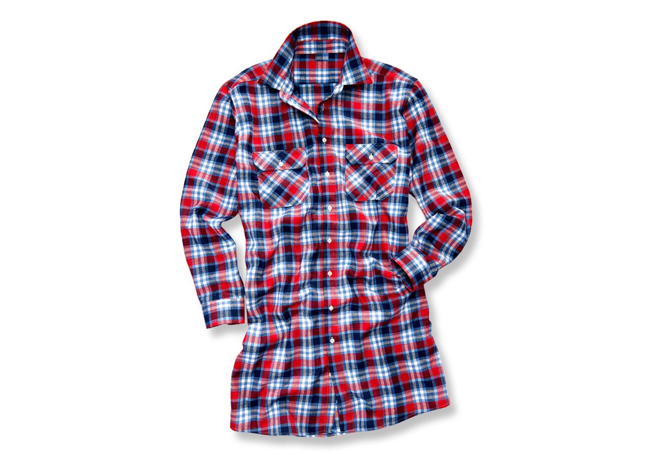 Bovenkleding: Katoenen hemd Bergen, extra lang + rood/donkerblauw/kobalt