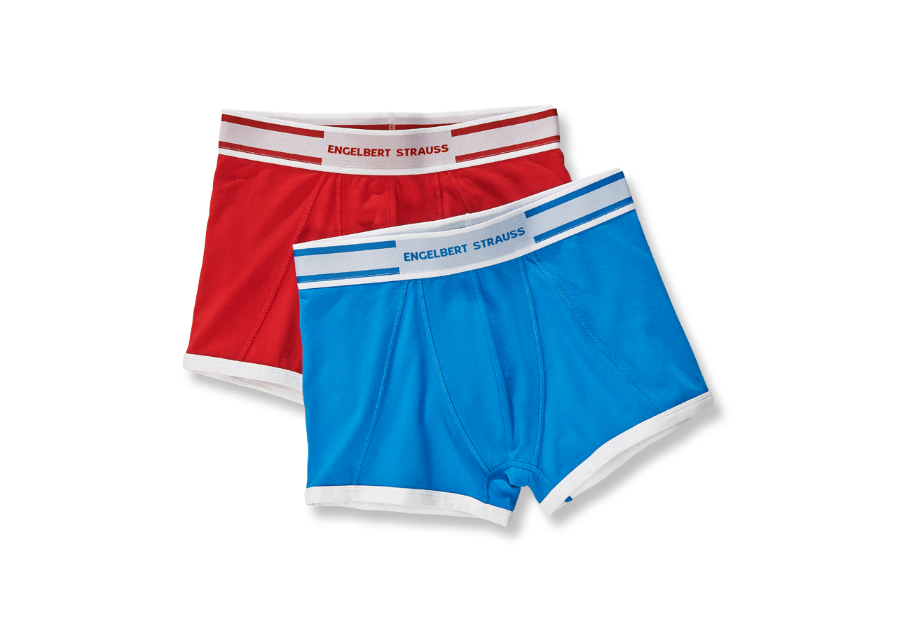 Ondergoed | Thermokleding: e.s. Cotton stretch boxers Colour, per 2 verpakt + gentiaanblauw+vuurrood