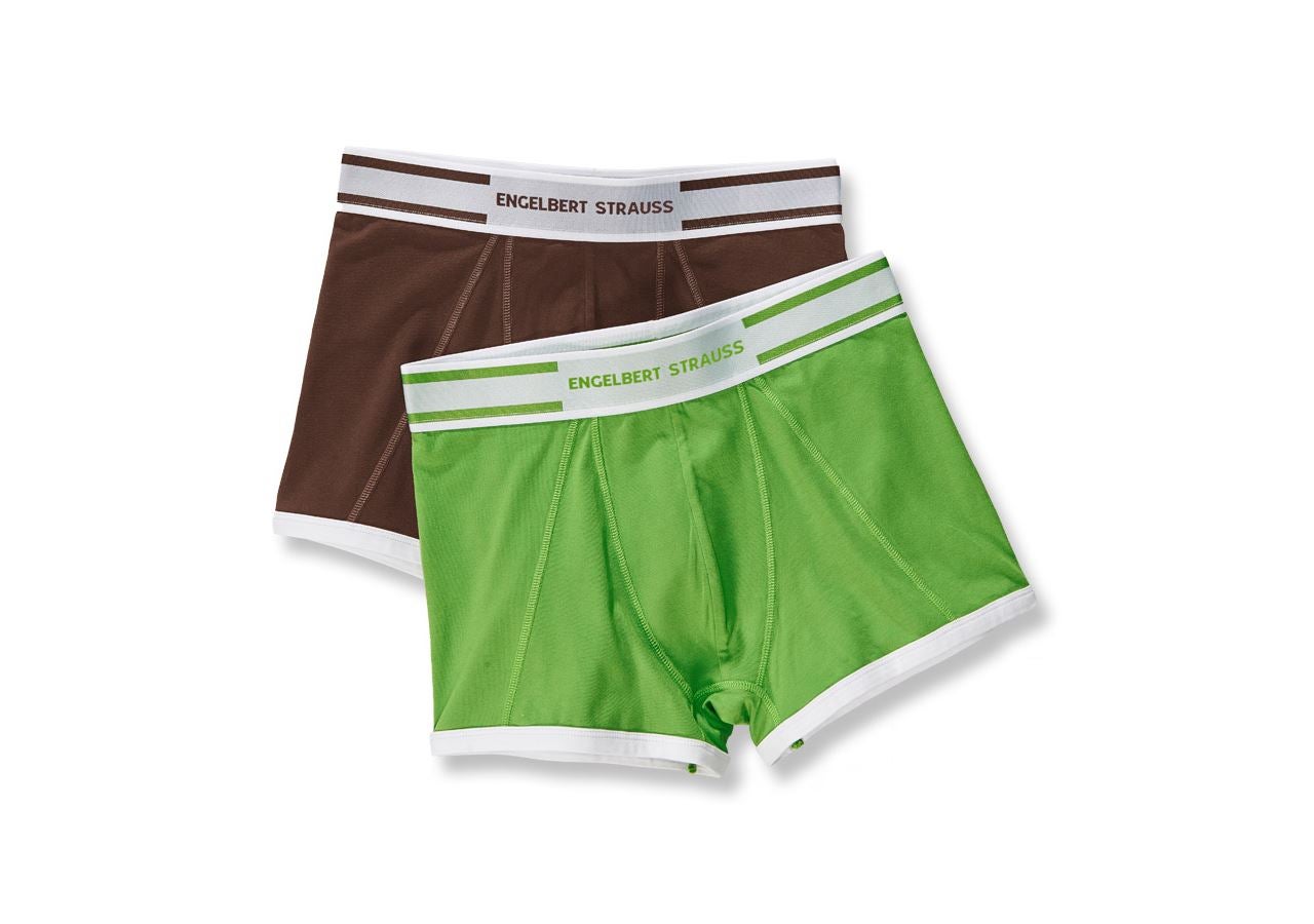 Ondergoed | Thermokleding: e.s. Cotton stretch boxers Colour, per 2 verpakt + kastanje+zeegroen
