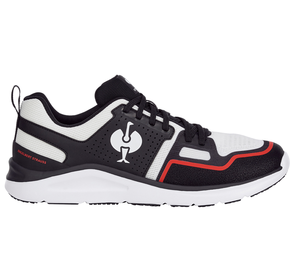 Schoenen: O1 Werkschoenen e.s. Antibes low + zwart/wit/strauss rood