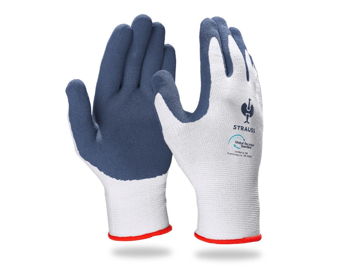 Gecoate: e.s. Latexschuim-handschoenen recycled, 3 paar + blauw/wit