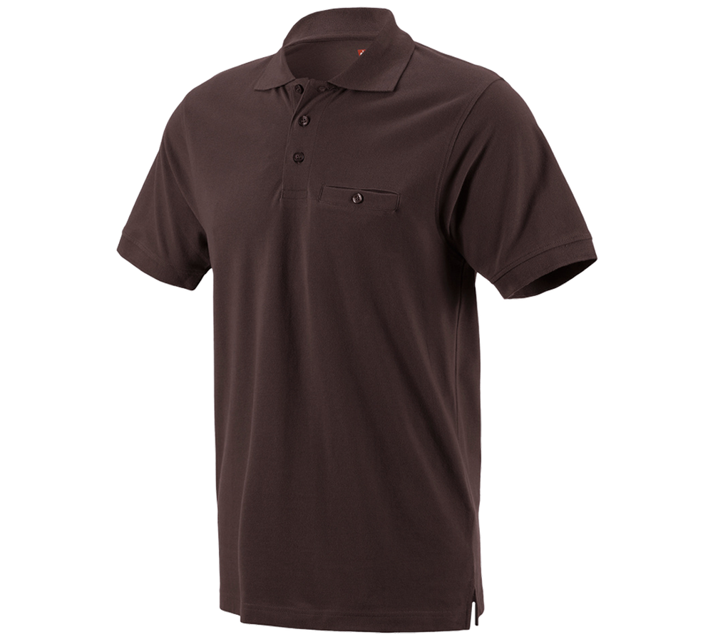 Bovenkleding: e.s. Polo-Shirt cotton Pocket + bruin