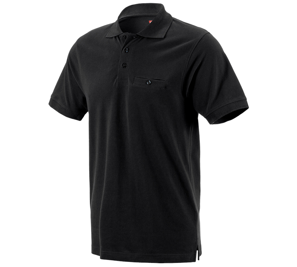 Bovenkleding: e.s. Polo-Shirt cotton Pocket + zwart