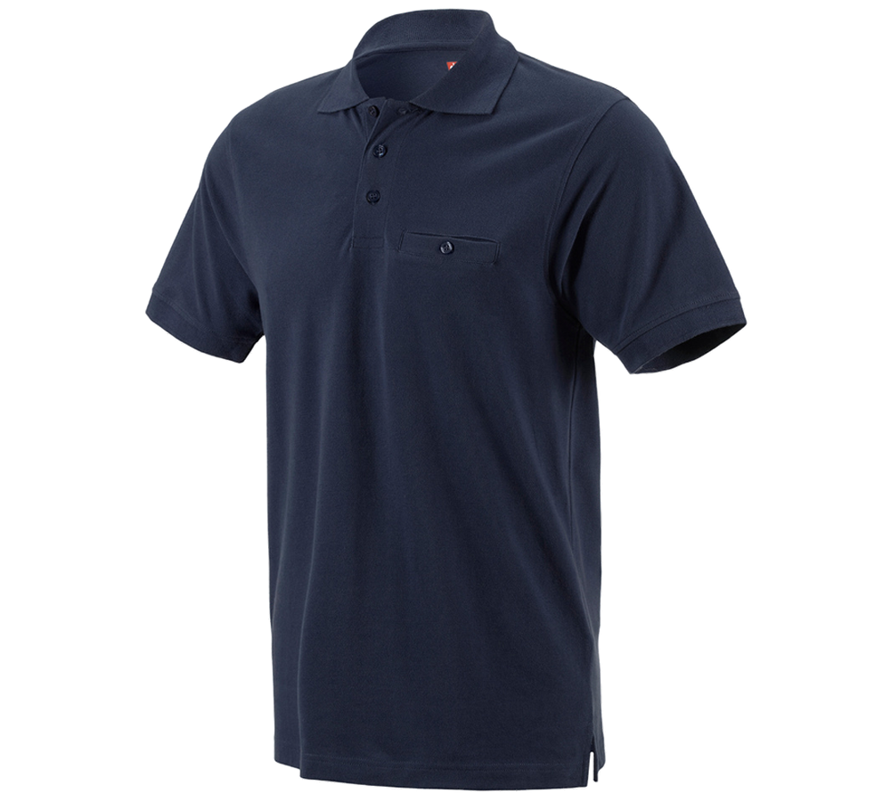 Bovenkleding: e.s. Polo-Shirt cotton Pocket + donkerblauw