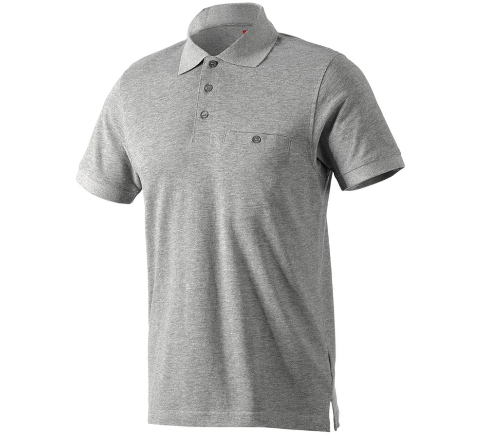 Bovenkleding: e.s. Polo-Shirt cotton Pocket + grijs mêlee