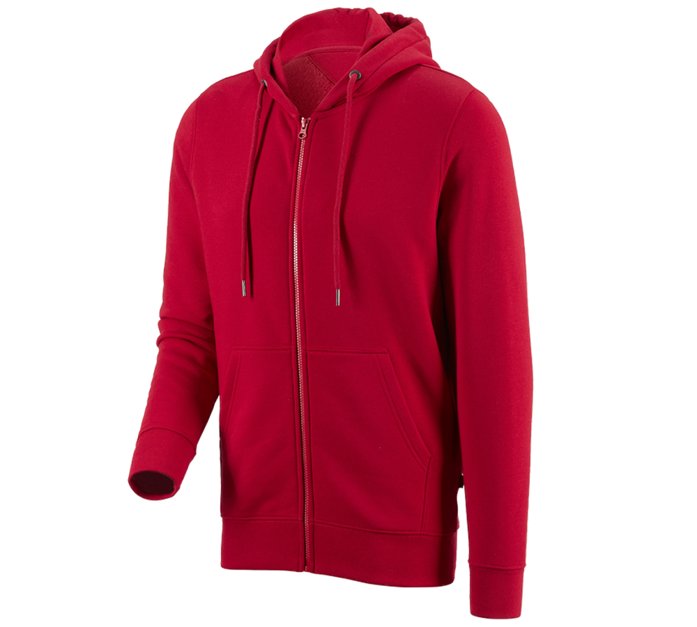 Bovenkleding: e.s. Hoody-Sweatjack poly cotton + vuurrood