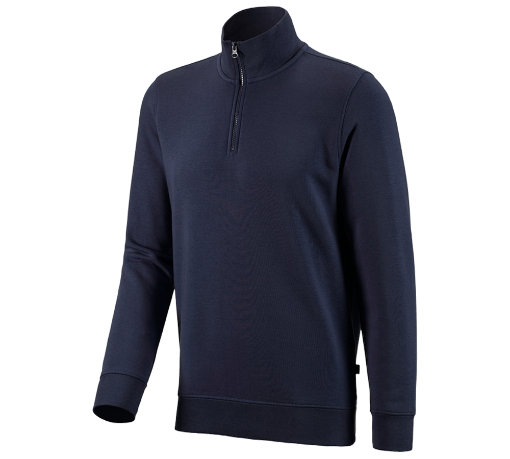 Bovenkleding: e.s. ZIP-Sweatshirt poly cotton + donkerblauw