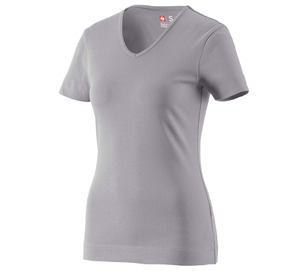 Bovenkleding: e.s. T-Shirt cotton V-Neck, dames + platina