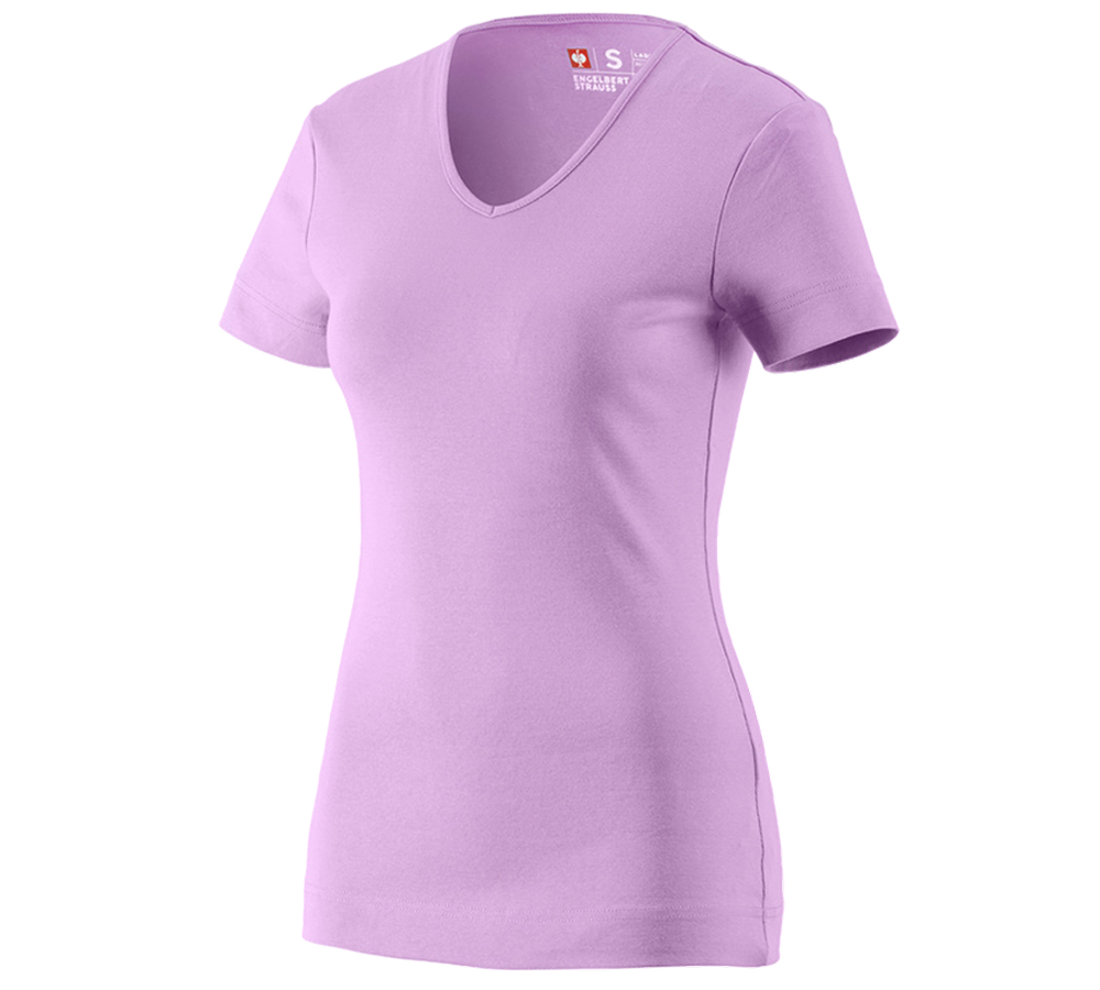 Bovenkleding: e.s. T-Shirt cotton V-Neck, dames + lavendel