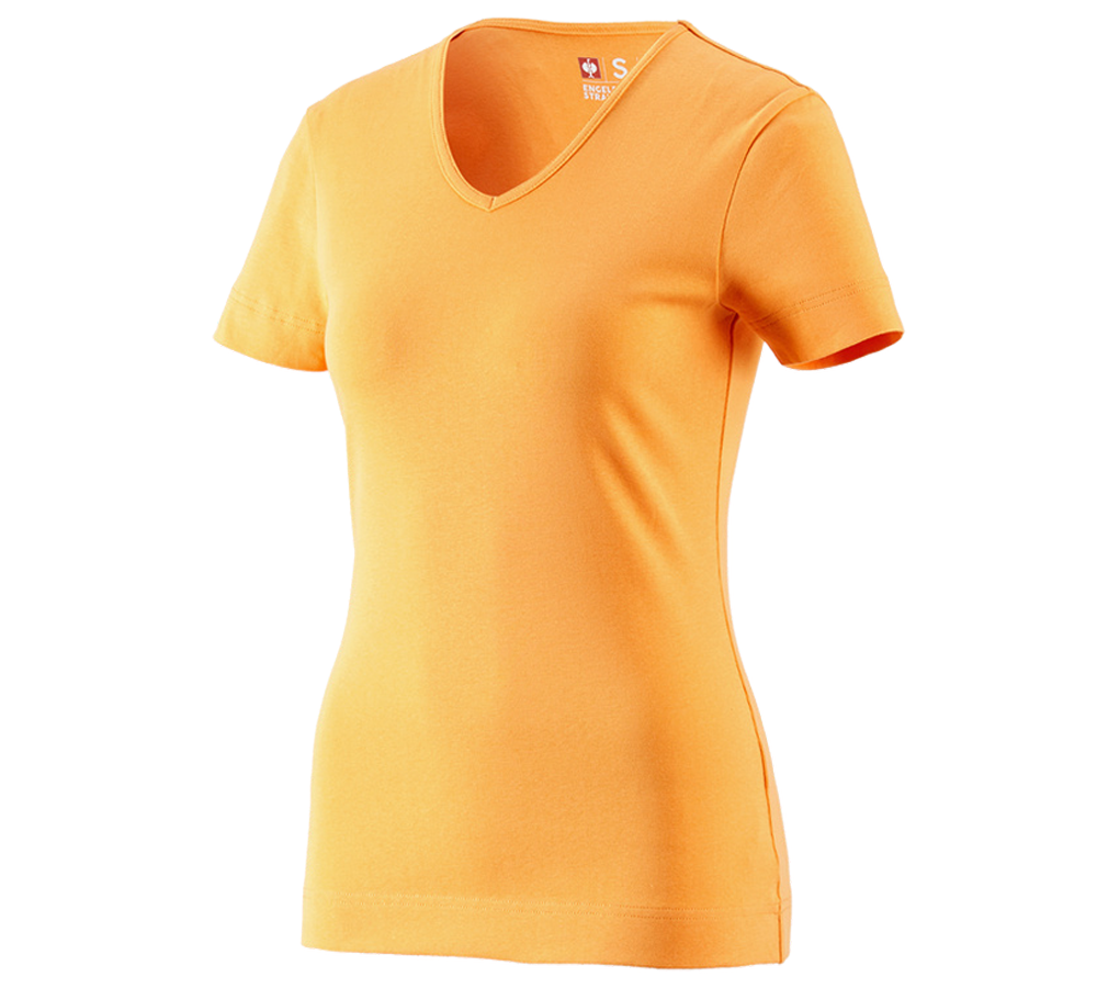 Onderwerpen: e.s. T-Shirt cotton V-Neck, dames + licht oranje