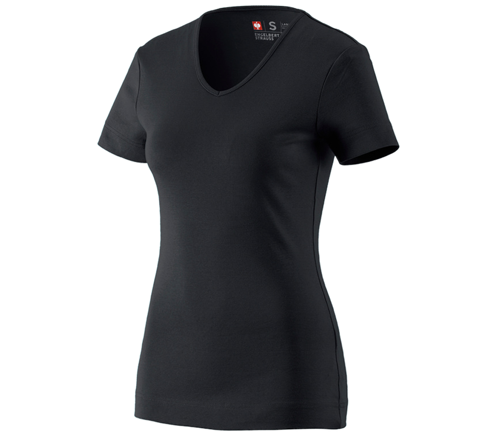 Onderwerpen: e.s. T-Shirt cotton V-Neck, dames + zwart