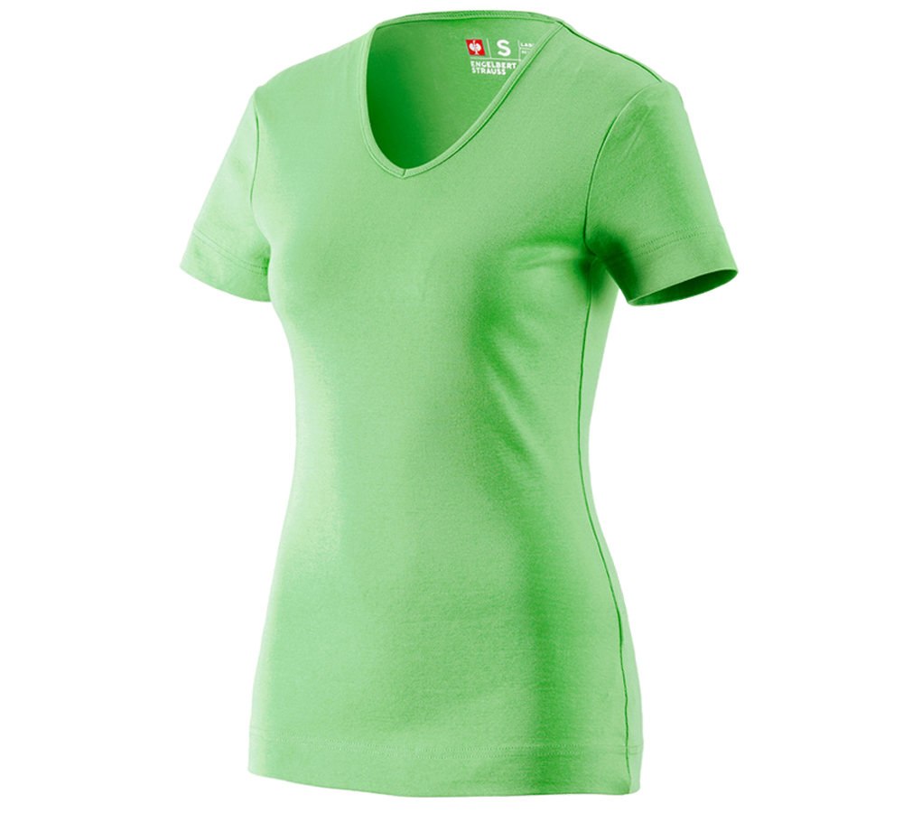 Bovenkleding: e.s. T-Shirt cotton V-Neck, dames + appelgroen
