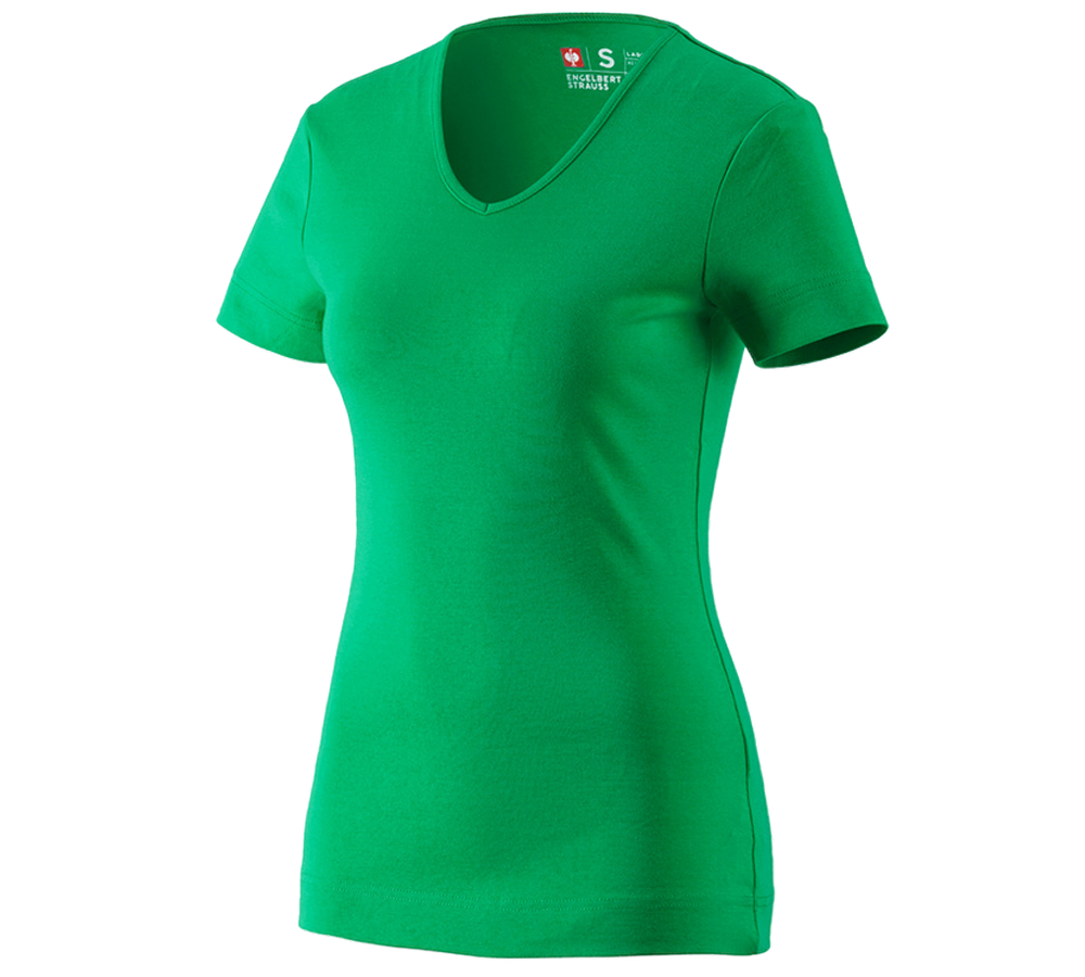 Bovenkleding: e.s. T-Shirt cotton V-Neck, dames + grasgroen