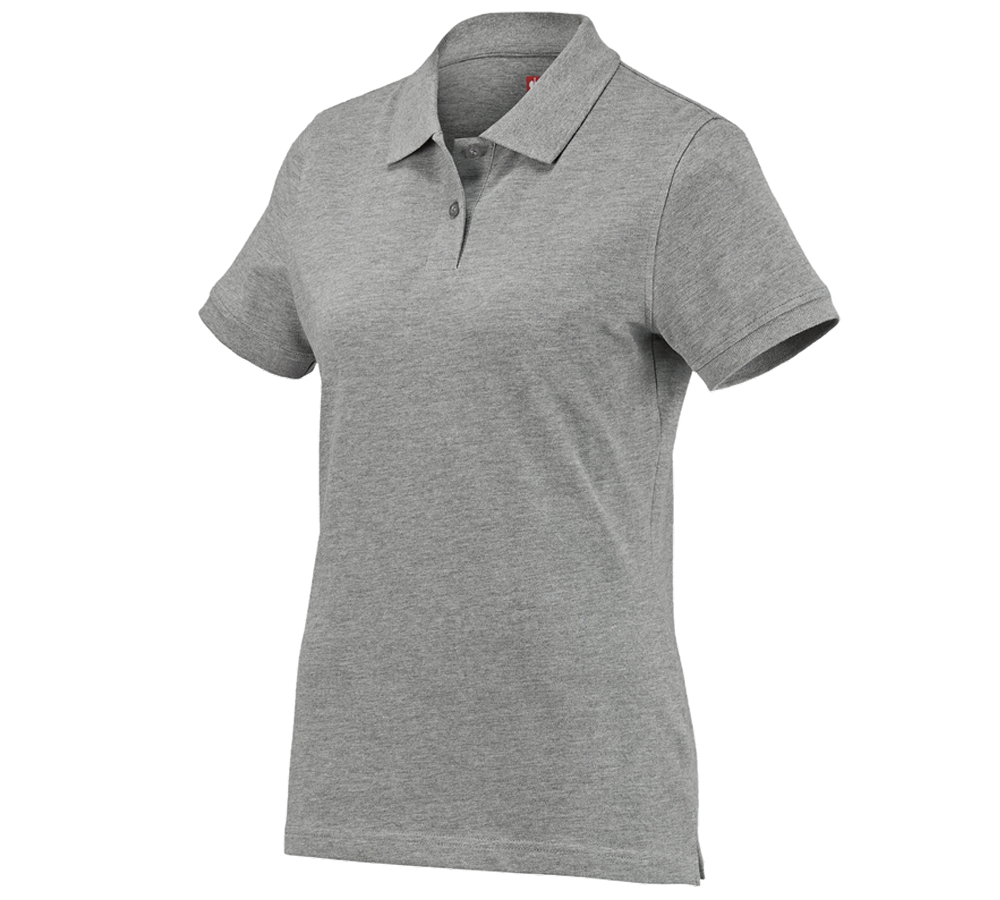 Bovenkleding: e.s. Polo-Shirt cotton, dames + grijs mêlee