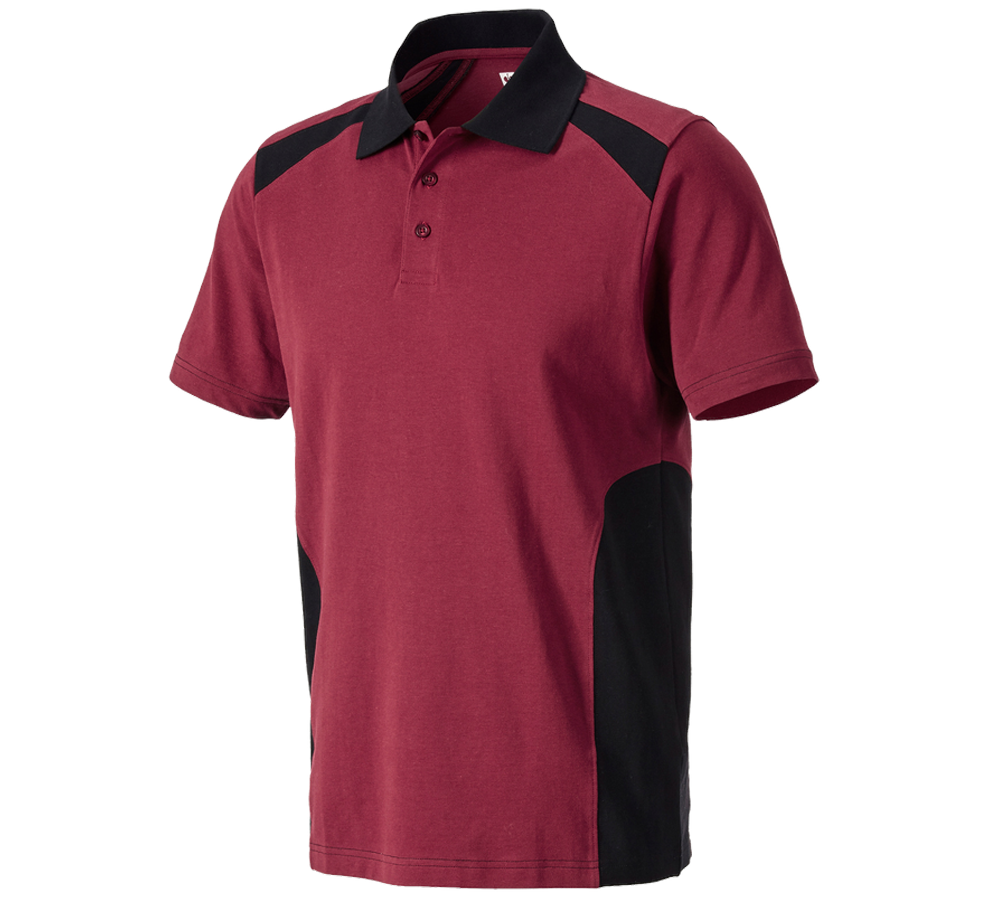 Bovenkleding: Polo-Shirt cotton e.s.active + bordeaux/zwart
