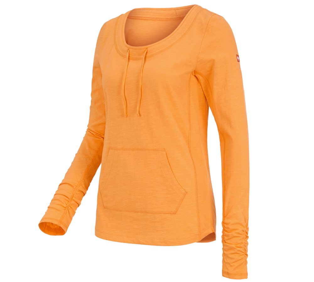 Bovenkleding: e.s. Longsleeve cotton slub, dames + licht oranje
