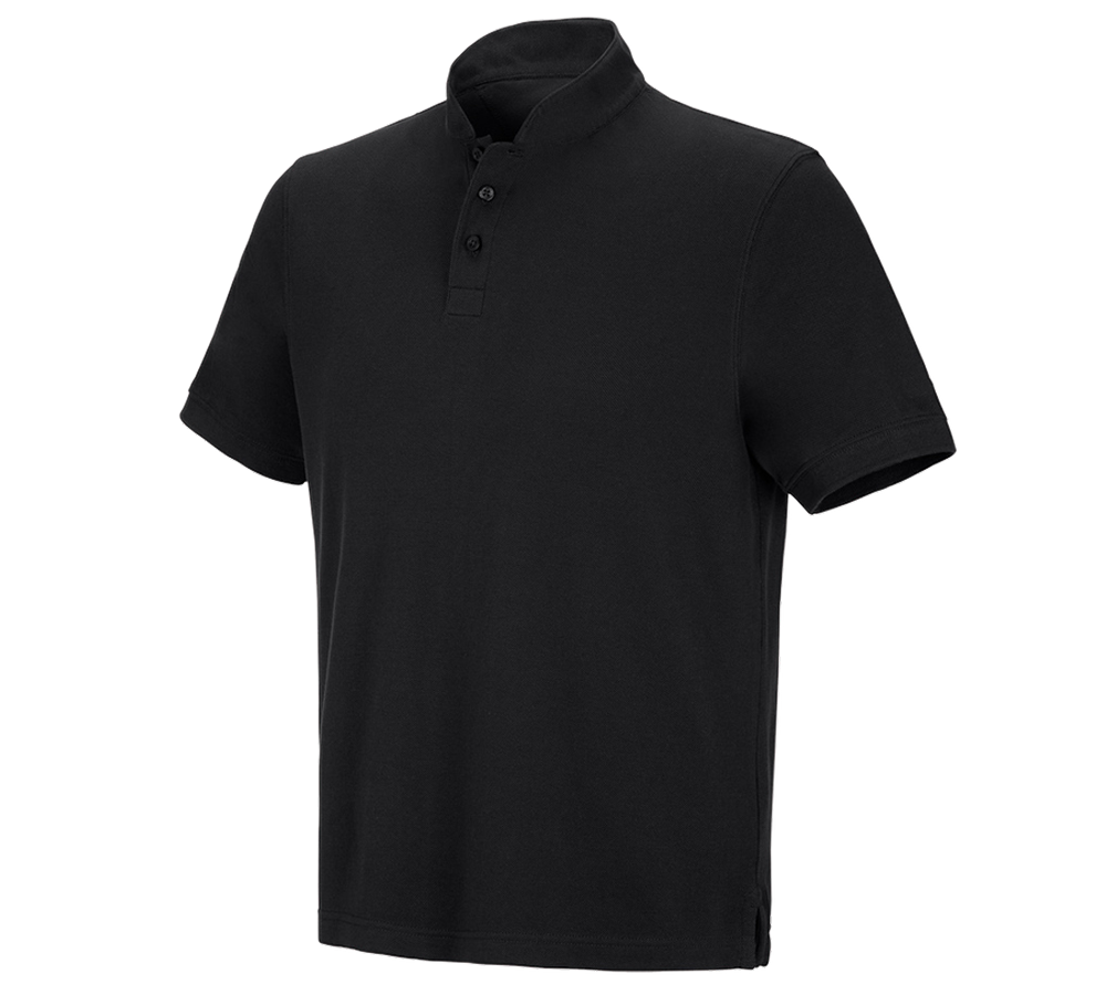 Bovenkleding: e.s. Poloshirt cotton Mandarin + zwart