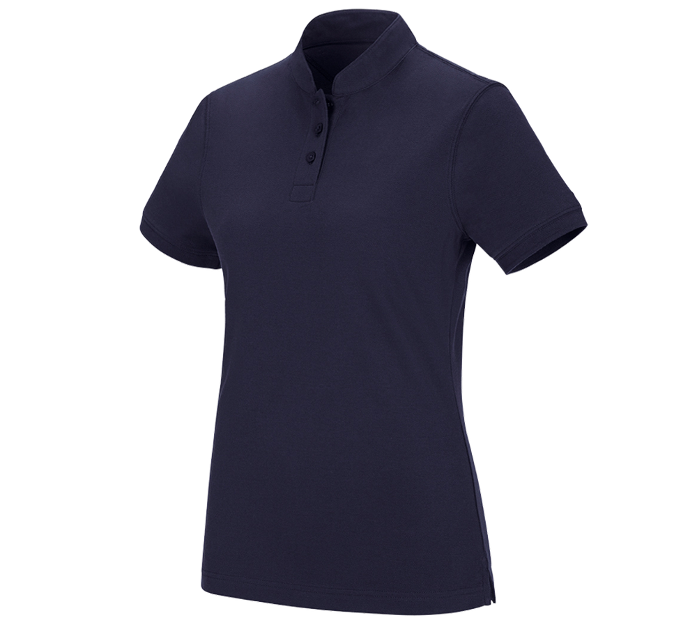 Bovenkleding: e.s. Poloshirt cotton Mandarin, dames + donkerblauw