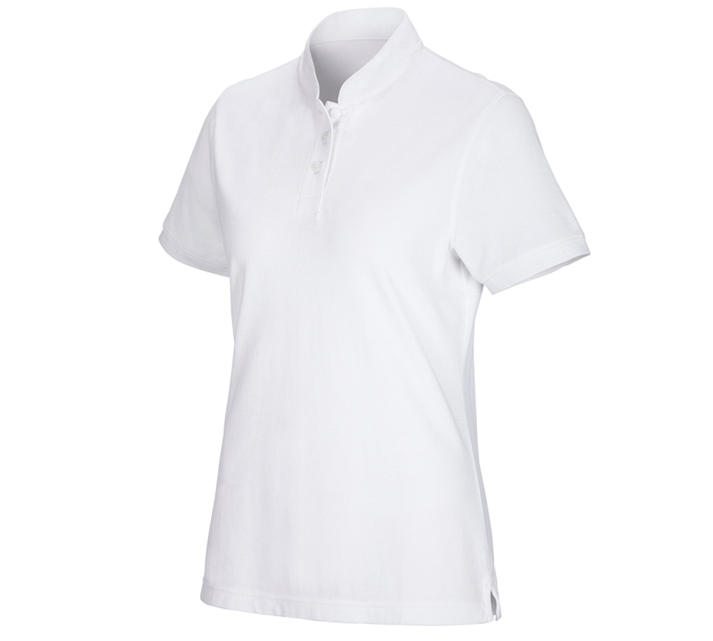 Onderwerpen: e.s. Poloshirt cotton Mandarin, dames + wit