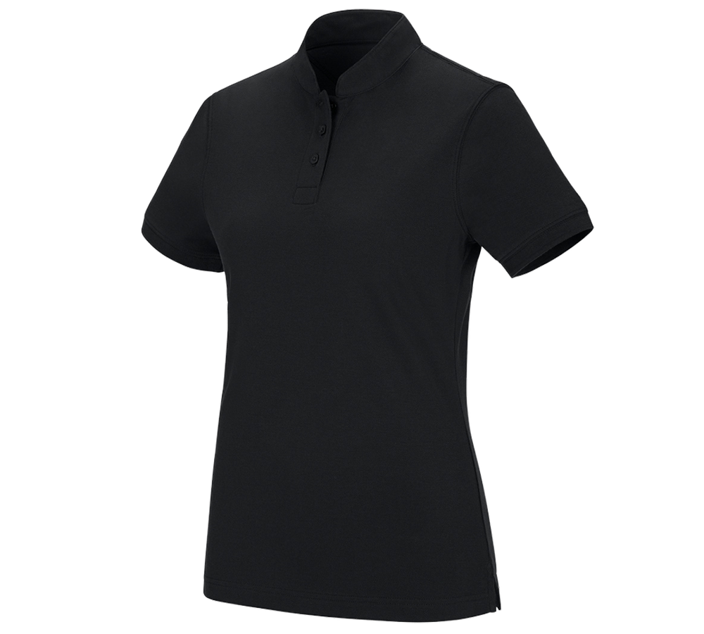 Bovenkleding: e.s. Poloshirt cotton Mandarin, dames + zwart