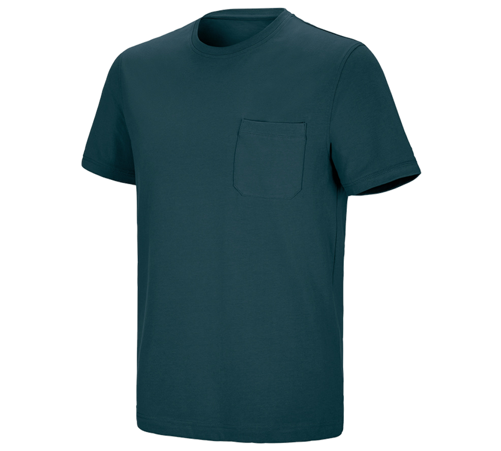Bovenkleding: e.s. T-shirt cotton stretch Pocket + zeeblauw