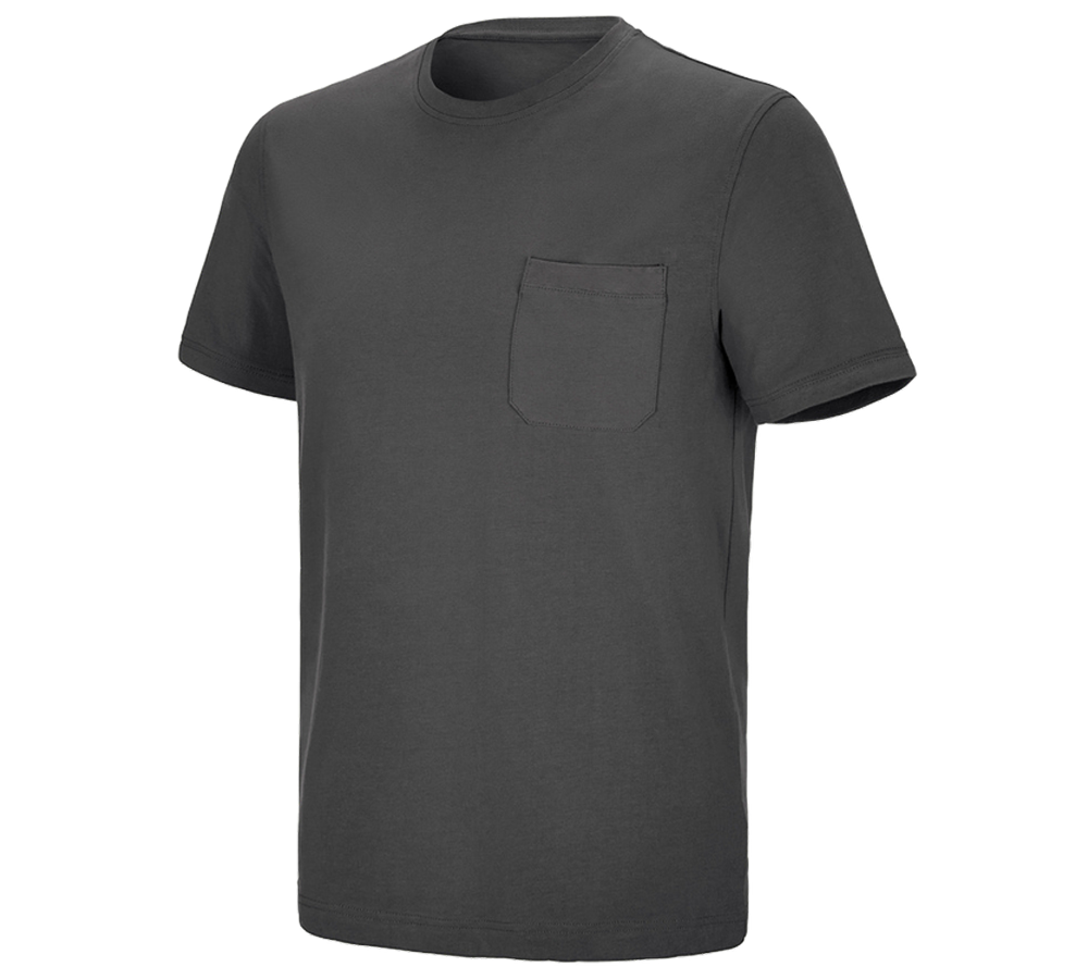Bovenkleding: e.s. T-shirt cotton stretch Pocket + antraciet
