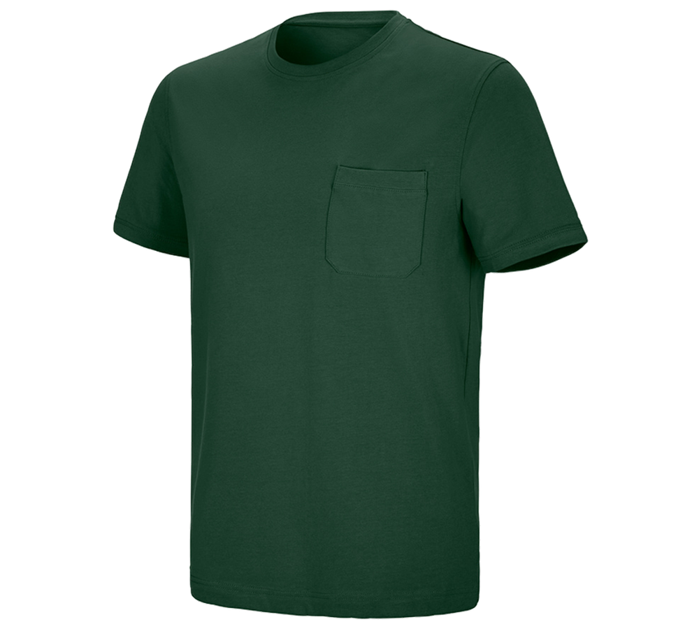 Tuin-/ Land-/ Bosbouw: e.s. T-shirt cotton stretch Pocket + groen