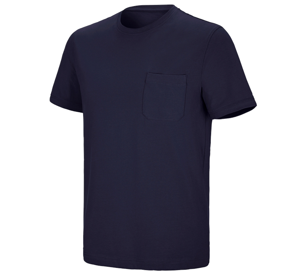 Onderwerpen: e.s. T-shirt cotton stretch Pocket + donkerblauw
