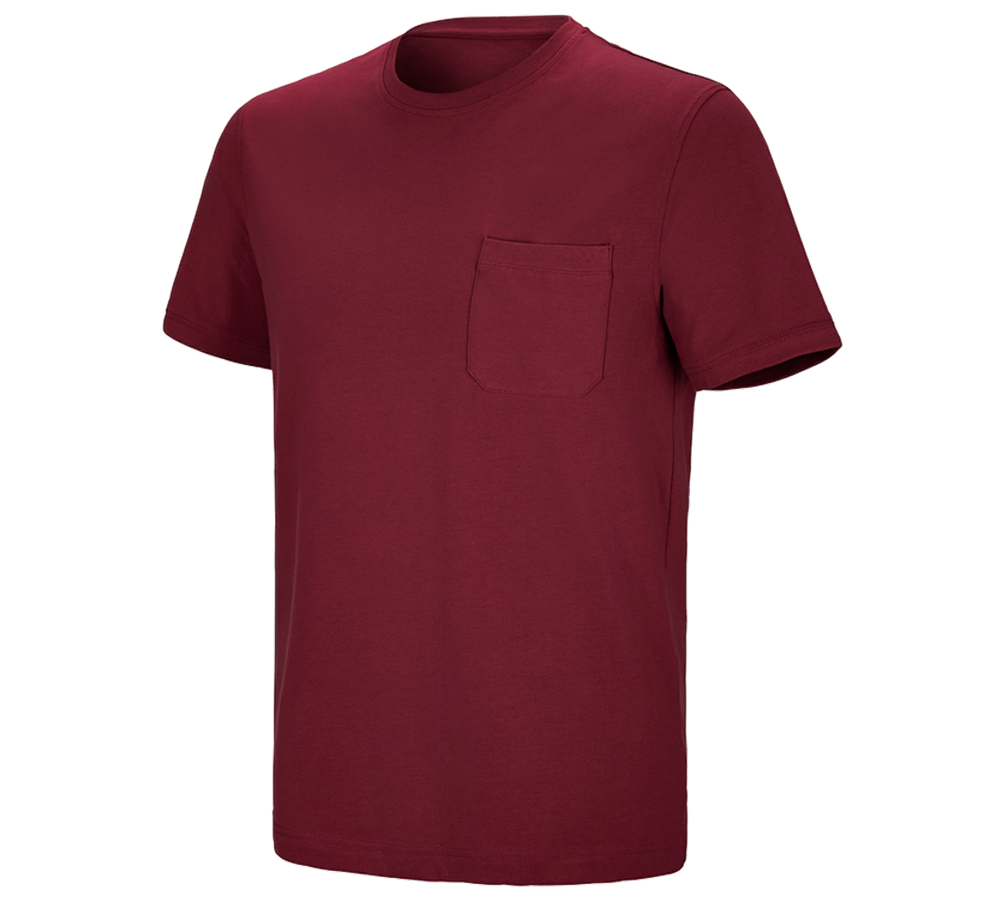 Onderwerpen: e.s. T-shirt cotton stretch Pocket + bordeaux