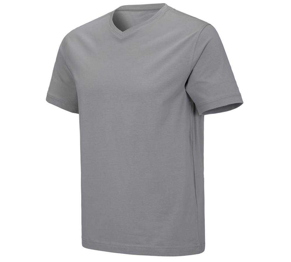 Bovenkleding: e.s. T-shirt cotton stretch V-Neck + platina
