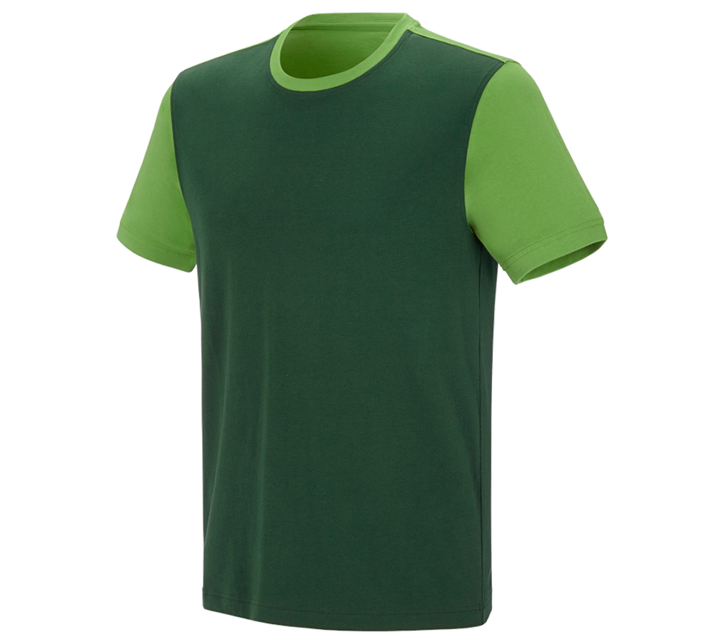 Bovenkleding: e.s. T-shirt cotton stretch bicolor + groen/zeegroen