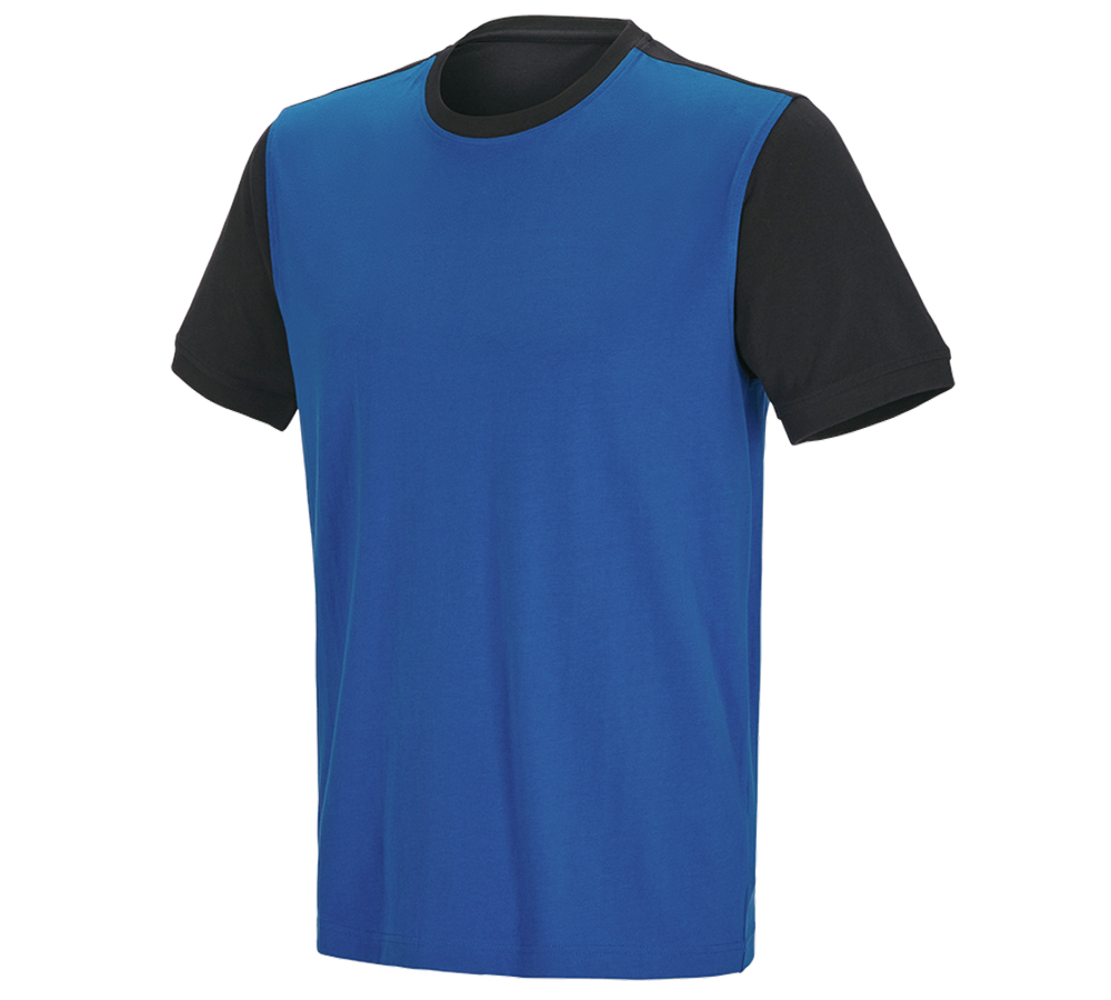 Bovenkleding: e.s. T-shirt cotton stretch bicolor + gentiaanblauw/grafiet