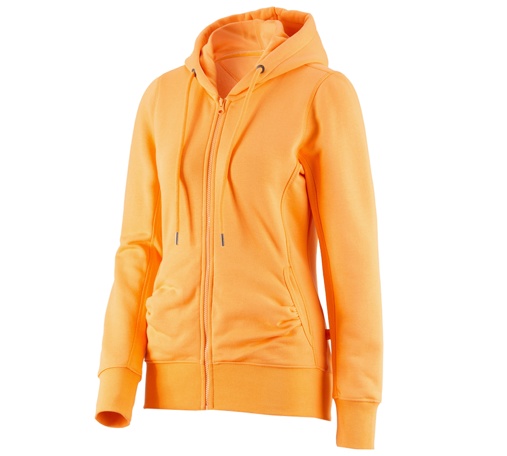 Bovenkleding: e.s. Hoody-Sweatjack poly cotton, dames + licht oranje
