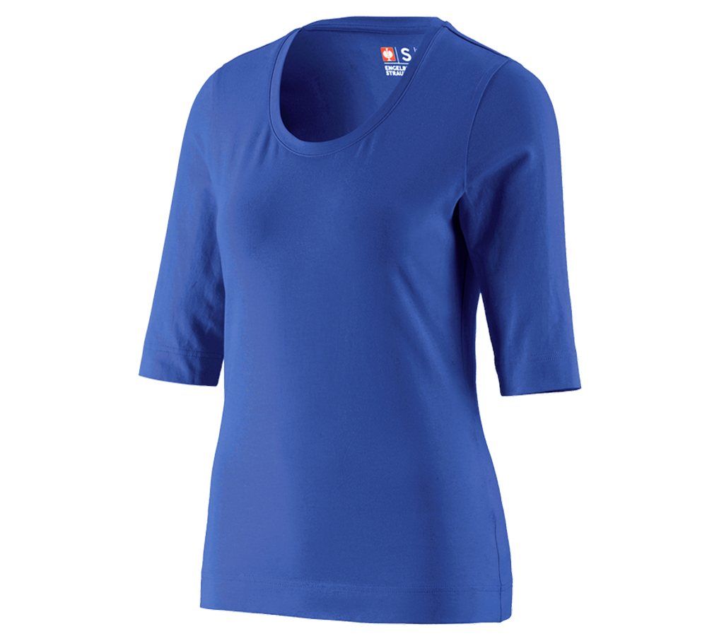 Onderwerpen: e.s. Shirt 3/4-mouw cotton stretch, dames + korenblauw