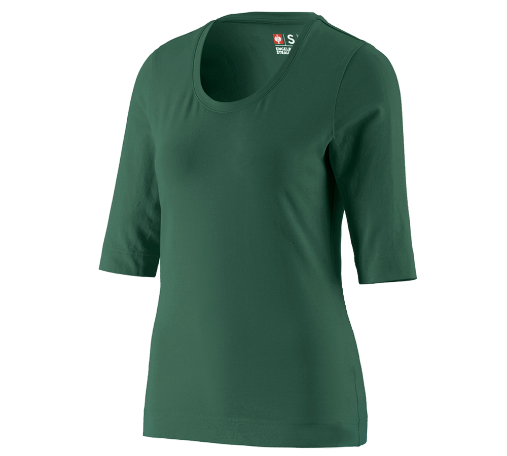 Bovenkleding: e.s. Shirt 3/4-mouw cotton stretch, dames + groen