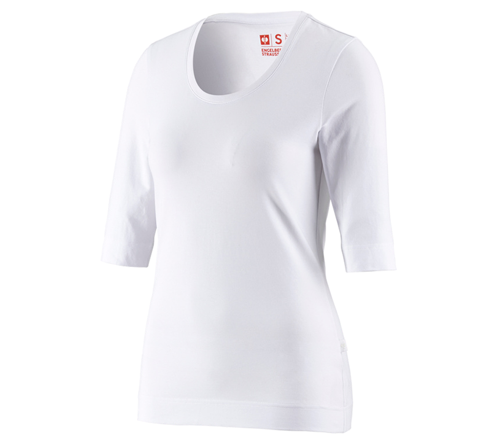 Tuin-/ Land-/ Bosbouw: e.s. Shirt 3/4-mouw cotton stretch, dames + wit