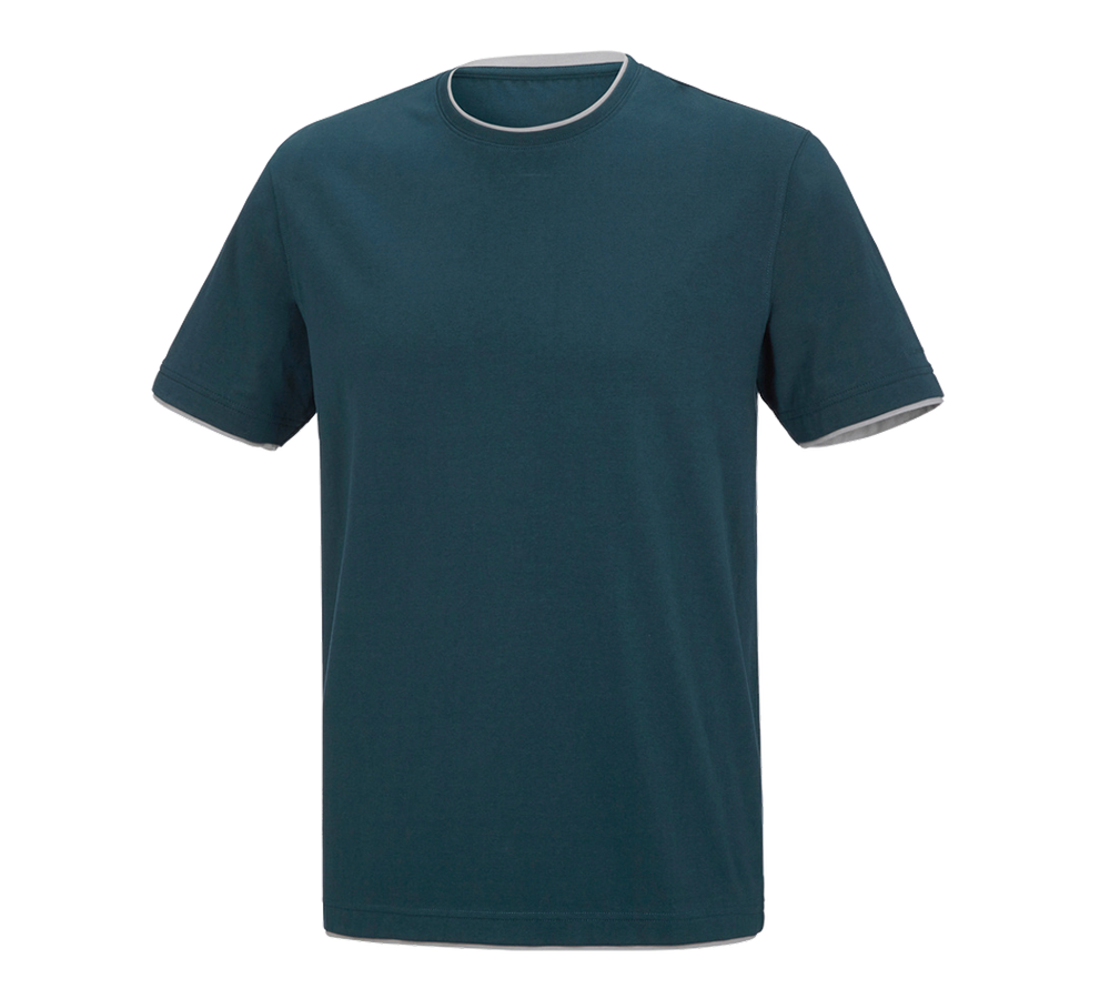 Tuin-/ Land-/ Bosbouw: e.s. T-Shirt cotton stretch Layer + zeeblauw/platina