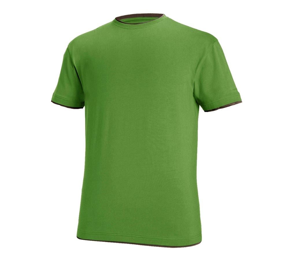 Tuin-/ Land-/ Bosbouw: e.s. T-Shirt cotton stretch Layer + zeegroen/kastanje