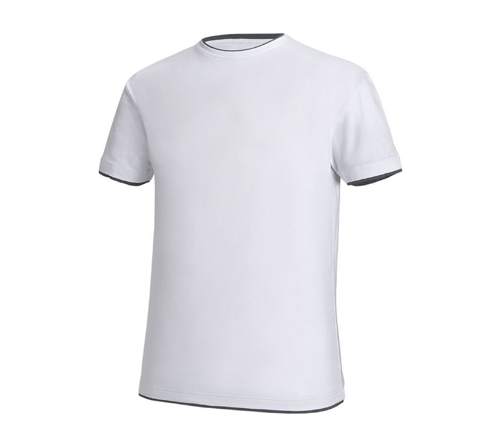 Bovenkleding: e.s. T-Shirt cotton stretch Layer + wit/grijs