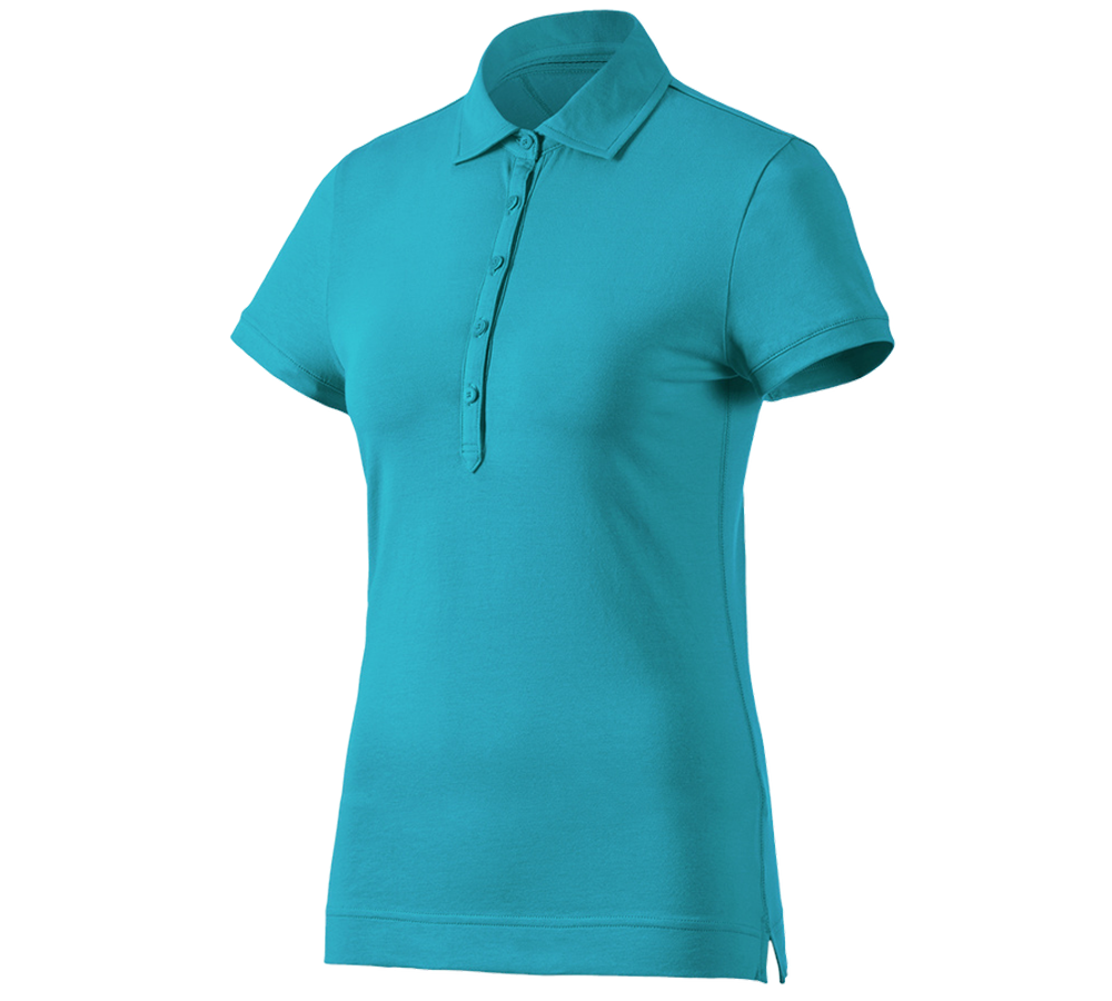 Bovenkleding: e.s. Polo-Shirt cotton stretch, dames + oceaan