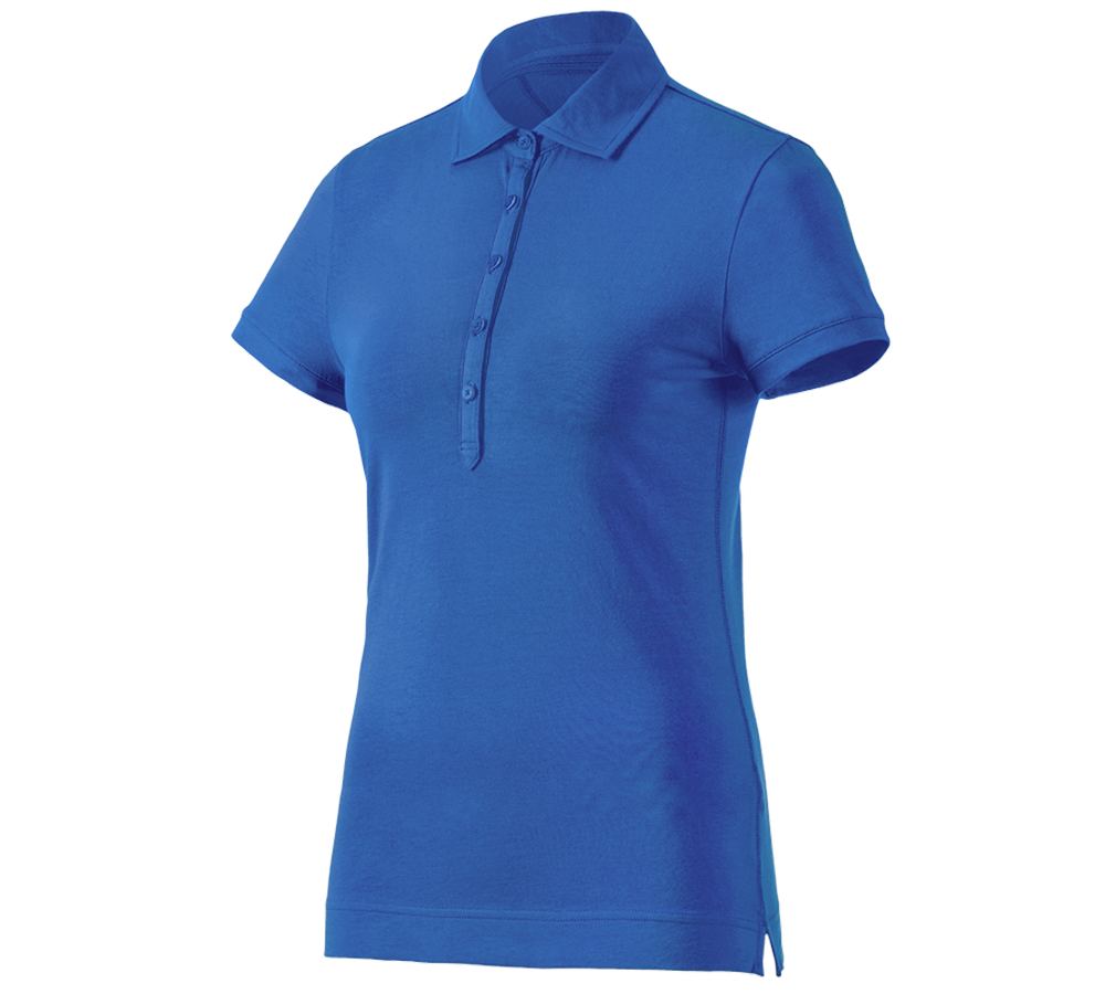 Bovenkleding: e.s. Polo-Shirt cotton stretch, dames + gentiaanblauw