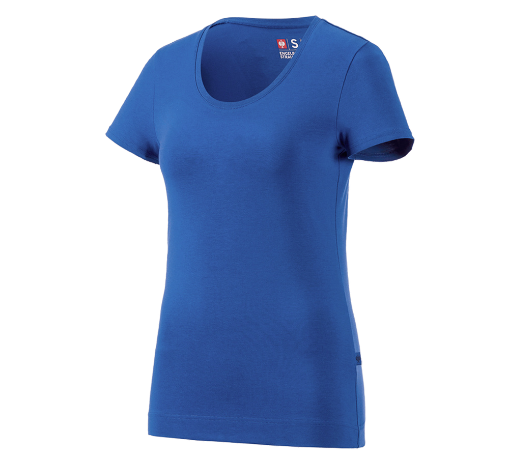 Onderwerpen: e.s. T-Shirt cotton stretch, dames + gentiaanblauw