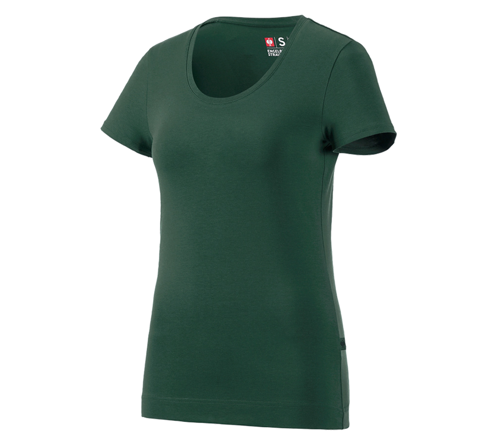 Bovenkleding: e.s. T-Shirt cotton stretch, dames + groen
